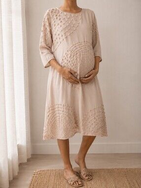 Large Maternity Dress with Textured Print – Size Large